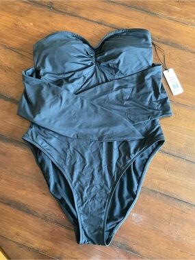 WeWoreWhat Black Strapless Swim One-Piece NWT